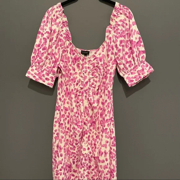 Who What Wear Linen Blend Leopard Midi Dress Size Small - Picture 2 of 13